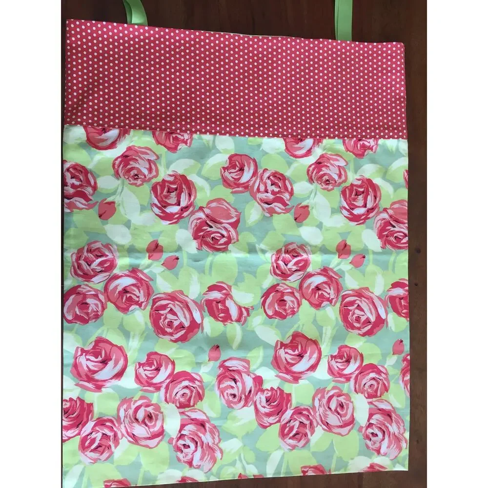 Handmade Orange Rose Pillowcase Set, Amy Butler Quilting Cotton, Ribbon Ties